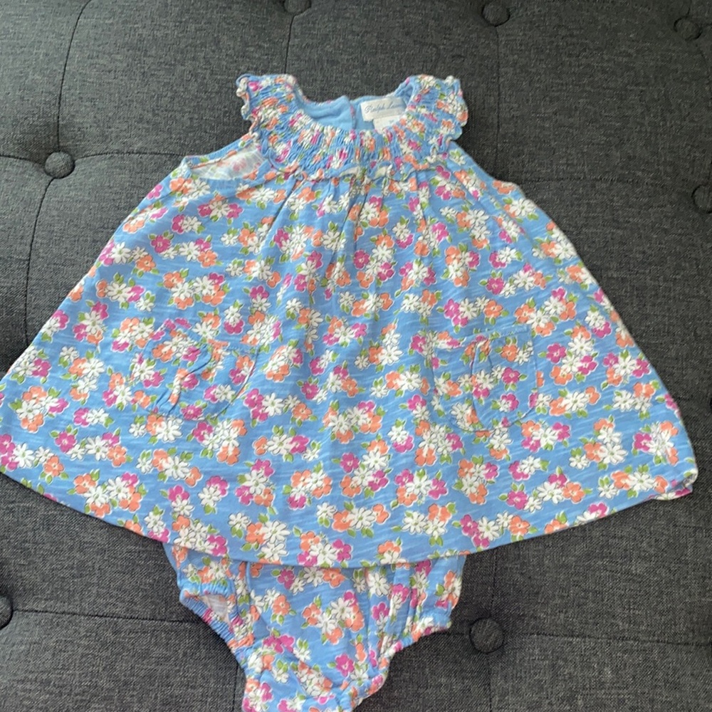 Ralph Lauren, baby girl dress with diaper cover